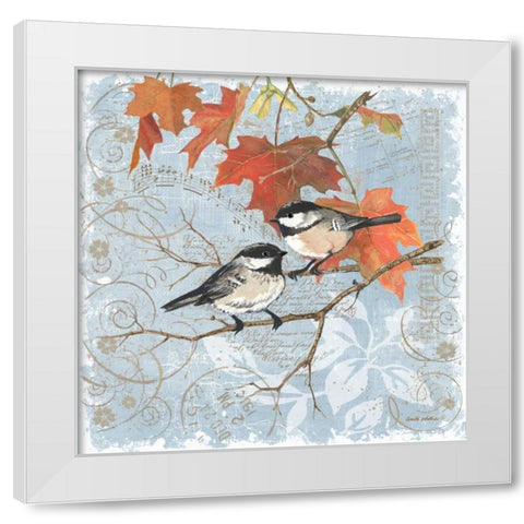 Chickadees III White Modern Wood Framed Art Print by Phillips, Anita