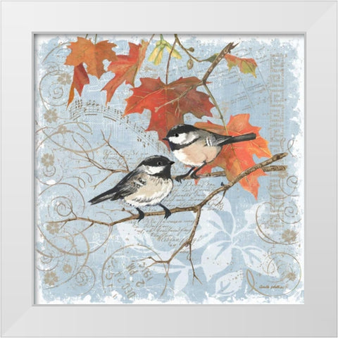 Chickadees III White Modern Wood Framed Art Print by Phillips, Anita