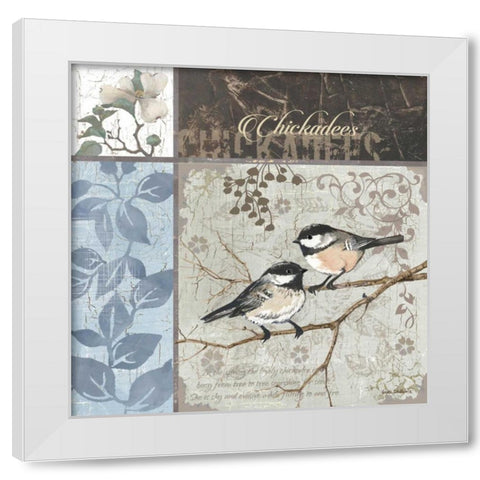 Chickadee Sampler II White Modern Wood Framed Art Print by Phillips, Anita