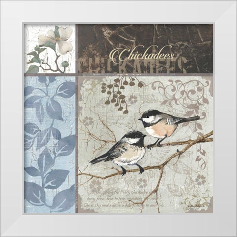 Chickadee Sampler II White Modern Wood Framed Art Print by Phillips, Anita