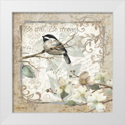 Be Still - Be Strong - Border White Modern Wood Framed Art Print by Phillips, Anita
