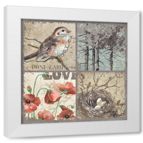 Bird 4 Patch III White Modern Wood Framed Art Print by Phillips, Anita
