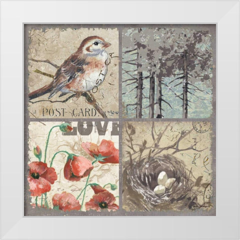 Bird 4 Patch III White Modern Wood Framed Art Print by Phillips, Anita