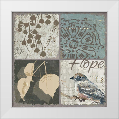 Bird 4 Patch IV White Modern Wood Framed Art Print by Phillips, Anita