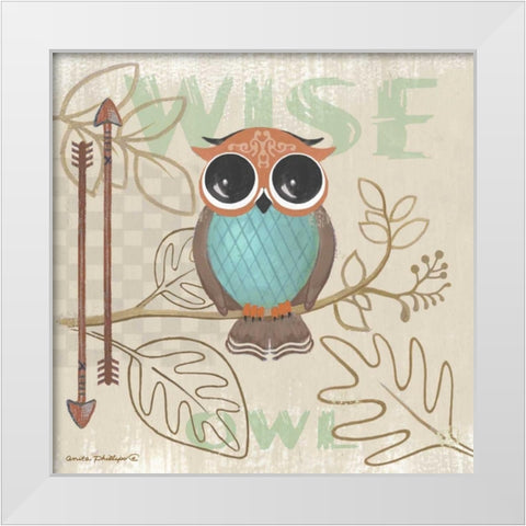 Lil Boys Owl White Modern Wood Framed Art Print by Phillips, Anita