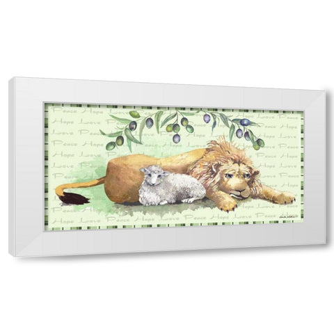 Lion and Lamb White Modern Wood Framed Art Print by Phillips, Anita