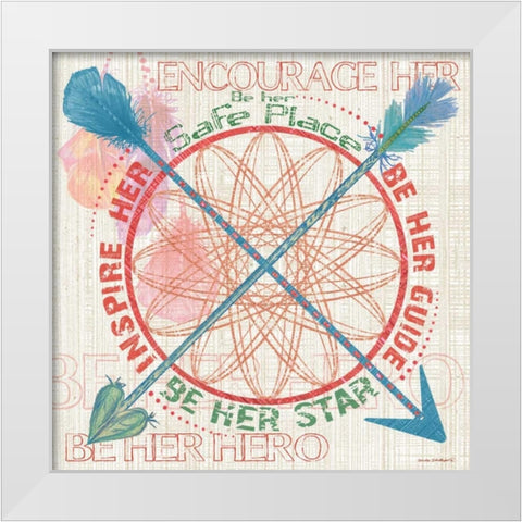 Girls Dream Catcher White Modern Wood Framed Art Print by Phillips, Anita