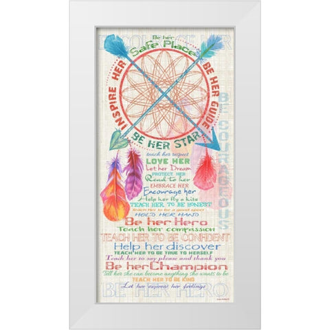 Girls Dream Catcher White Modern Wood Framed Art Print by Phillips, Anita