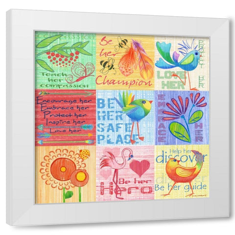 Lil Birds 9 Patch White Modern Wood Framed Art Print by Phillips, Anita