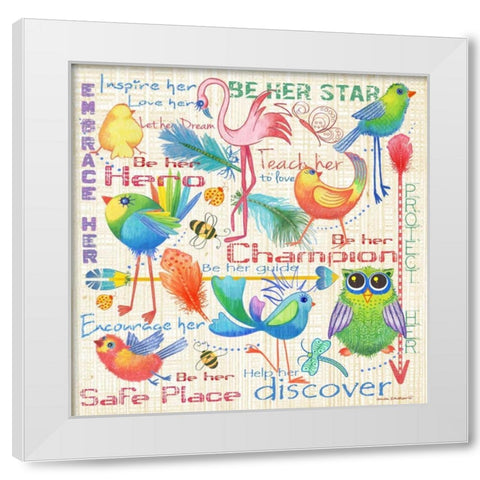 Lil Bird Sampler White Modern Wood Framed Art Print by Phillips, Anita