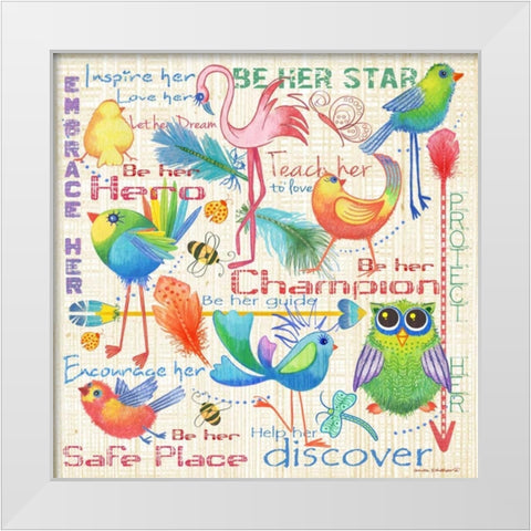 Lil Bird Sampler White Modern Wood Framed Art Print by Phillips, Anita