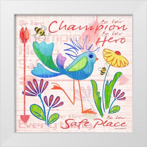 Lil Bird V White Modern Wood Framed Art Print by Phillips, Anita