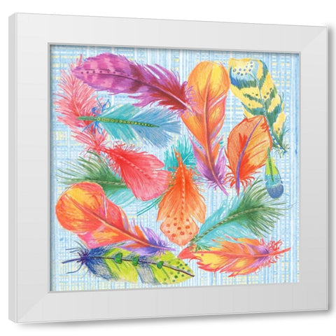 Lil Bird Feathers White Modern Wood Framed Art Print by Phillips, Anita