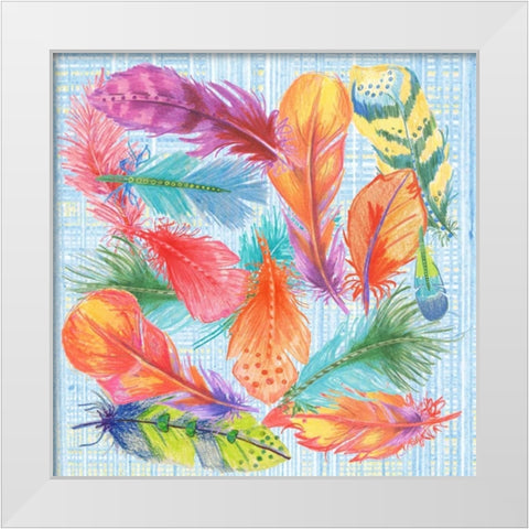 Lil Bird Feathers White Modern Wood Framed Art Print by Phillips, Anita