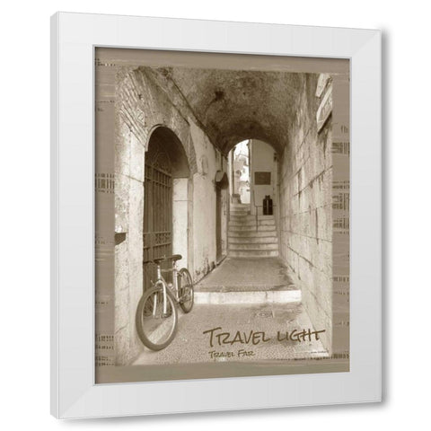 Travel Light Sepia White Modern Wood Framed Art Print by Phillips, Anita