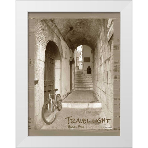 Travel Light Sepia White Modern Wood Framed Art Print by Phillips, Anita