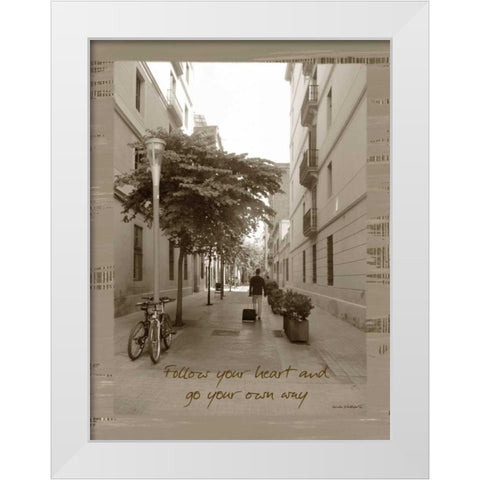 Traveler Sepia White Modern Wood Framed Art Print by Phillips, Anita