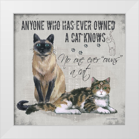 Owns a Cat White Modern Wood Framed Art Print by Phillips, Anita