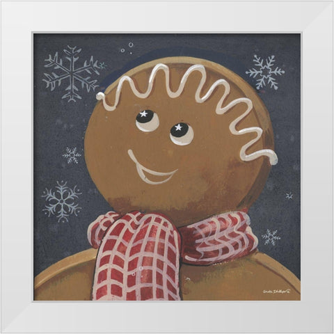 Gingerbread Cookie White Modern Wood Framed Art Print by Phillips, Anita