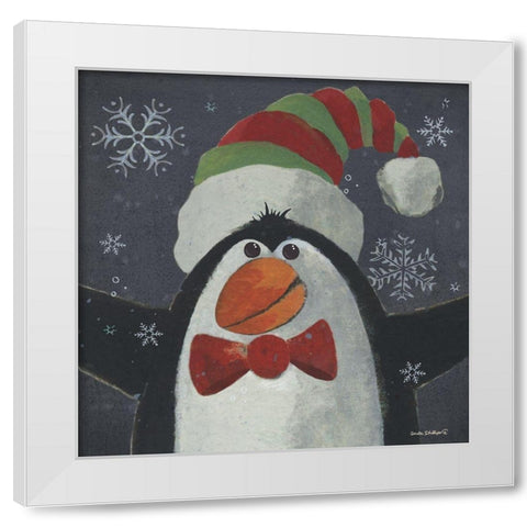 Christmas Penguin White Modern Wood Framed Art Print by Phillips, Anita