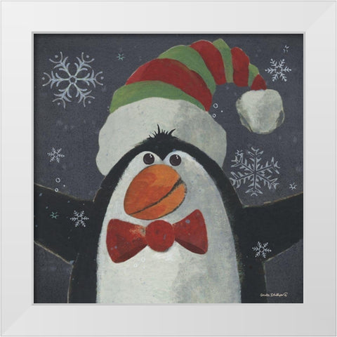 Christmas Penguin White Modern Wood Framed Art Print by Phillips, Anita