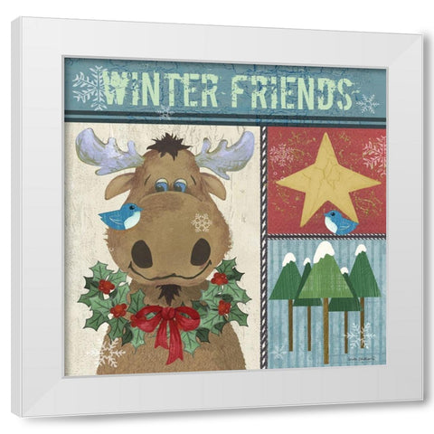 Moose White Modern Wood Framed Art Print by Phillips, Anita