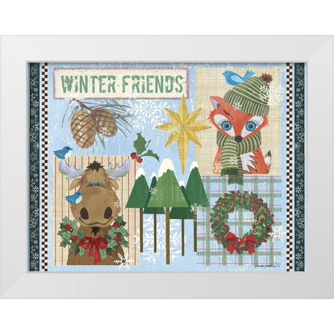 Winter Friends Blue White Modern Wood Framed Art Print by Phillips, Anita