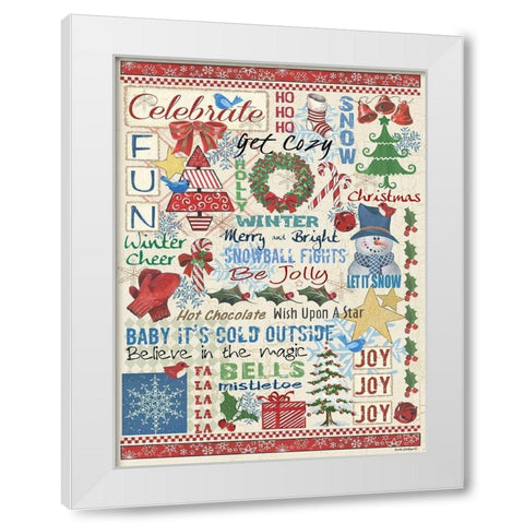 Celebrate Sampler White Modern Wood Framed Art Print by Phillips, Anita