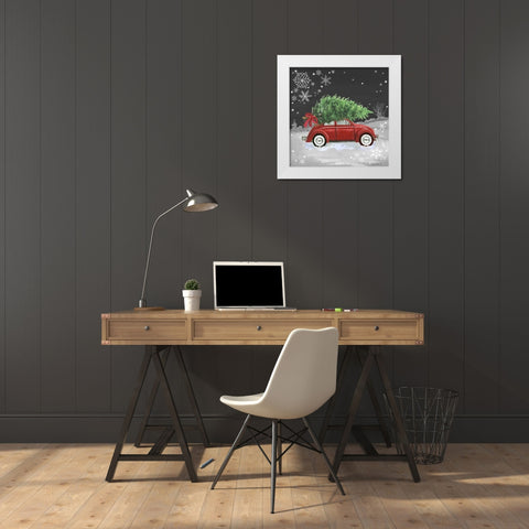 Red Car on Black White Modern Wood Framed Art Print by Phillips, Anita