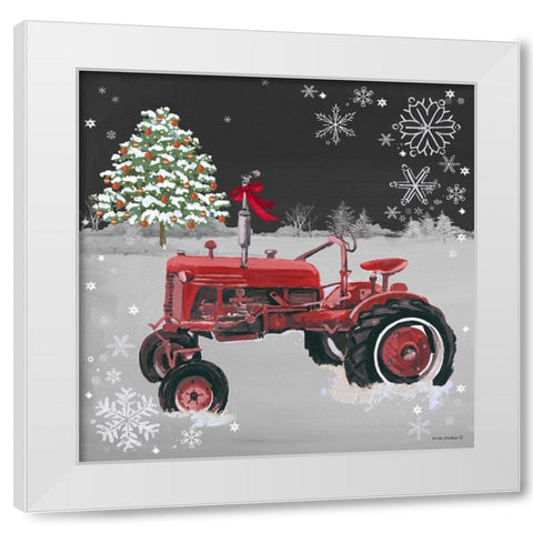 Red Tractor on Black White Modern Wood Framed Art Print by Phillips, Anita