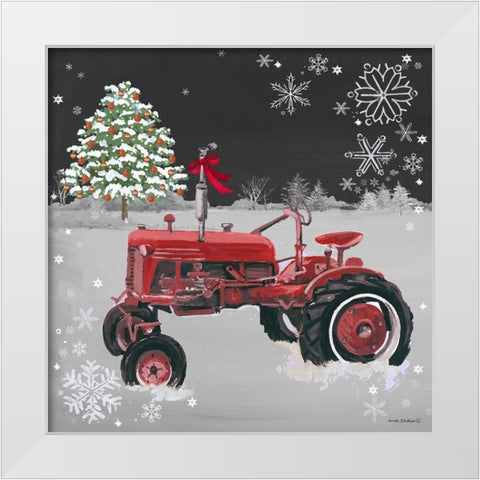 Red Tractor on Black White Modern Wood Framed Art Print by Phillips, Anita