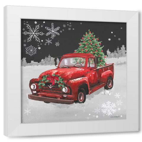 Red Truck on Black White Modern Wood Framed Art Print by Phillips, Anita