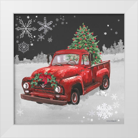 Red Truck on Black White Modern Wood Framed Art Print by Phillips, Anita