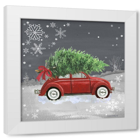 Red Car on Gray White Modern Wood Framed Art Print by Phillips, Anita