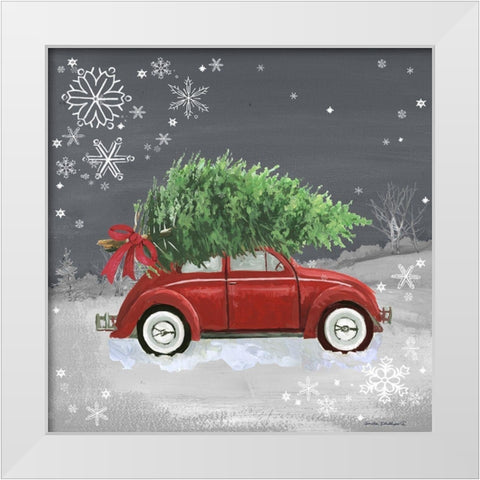Red Car on Gray White Modern Wood Framed Art Print by Phillips, Anita