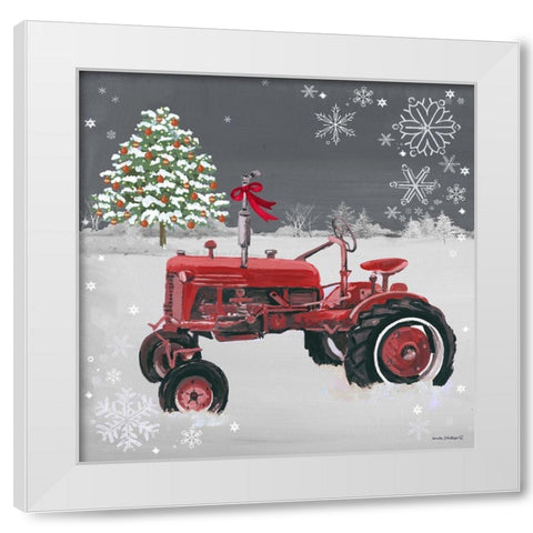Red Tractor on Gray White Modern Wood Framed Art Print by Phillips, Anita