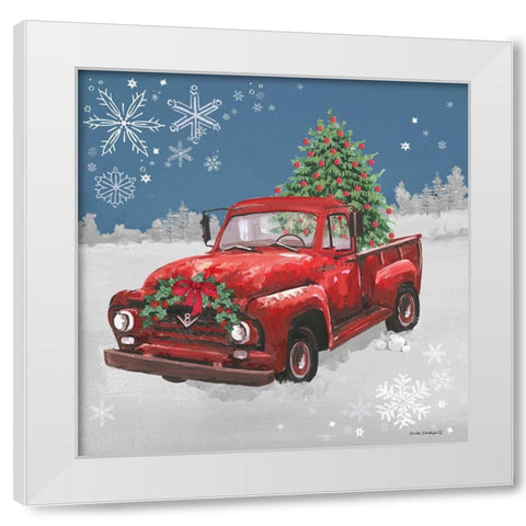 Red Truck on Blue White Modern Wood Framed Art Print by Phillips, Anita