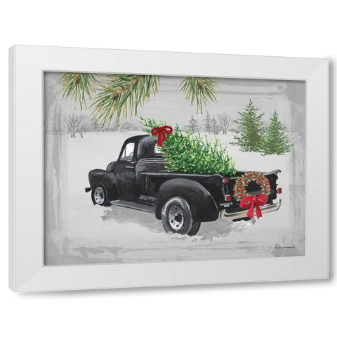 Old Black Truck White Modern Wood Framed Art Print by Phillips, Anita
