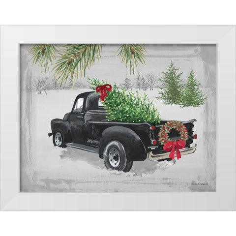 Old Black Truck White Modern Wood Framed Art Print by Phillips, Anita