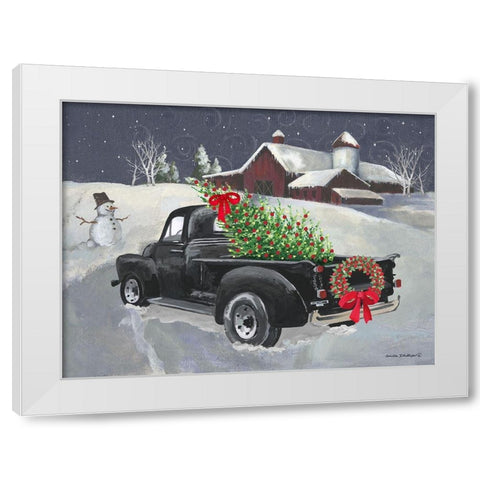 Old Truck and Barn White Modern Wood Framed Art Print by Phillips, Anita