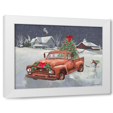 Old Truck and House White Modern Wood Framed Art Print by Phillips, Anita