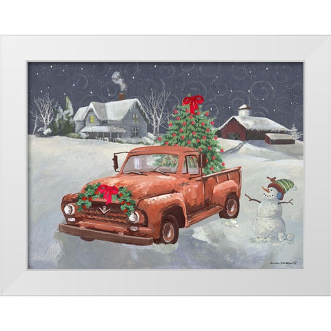 Old Truck and House White Modern Wood Framed Art Print by Phillips, Anita