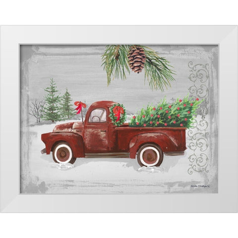 Red Truck White Modern Wood Framed Art Print by Phillips, Anita
