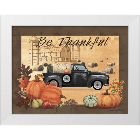Be Thankful White Modern Wood Framed Art Print by Phillips, Anita
