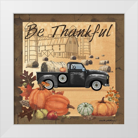 Be Thankful II White Modern Wood Framed Art Print by Phillips, Anita