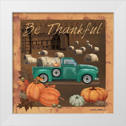 Be Thankful V White Modern Wood Framed Art Print by Phillips, Anita