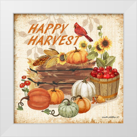 Happy Harvest White Modern Wood Framed Art Print by Phillips, Anita