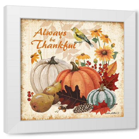 Always Thankful White Modern Wood Framed Art Print by Phillips, Anita