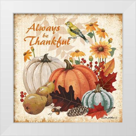 Always Thankful White Modern Wood Framed Art Print by Phillips, Anita
