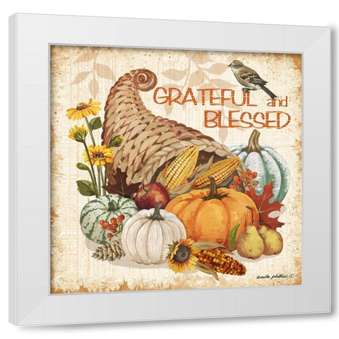 Grateful and Blessed White Modern Wood Framed Art Print by Phillips, Anita